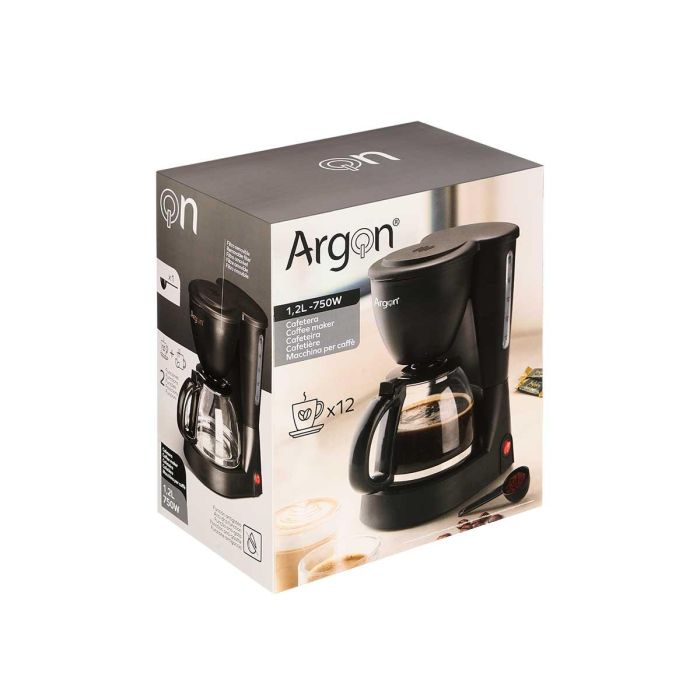 Cafetera Argon Vaso Filtro 12 Tazas 750W 1.2L 16.5x29.3x23.7 cm (6 Unidades) 1 Cafetera Argon Vaso Filtro 12 Tazas 750W 1.2L 16.5x29.3x23.7 cm (6 Unidades) 1