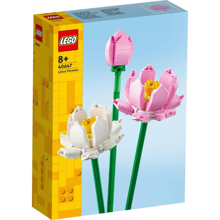 LEGO 40647 Set de Construcción Flores de Loto para Jarrón, con 2 Flores Abiertas y 1 Cerrada, Rosa y Blanco, Edad +8 Años 3