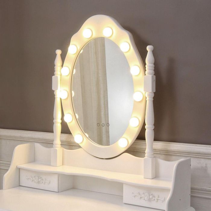 Tocador Blanco Charm Versa con Taburete y Luces LED - 40x146 cm 8 Tocador Blanco Charm Versa con Taburete y Luces LED - 40x146 cm 8