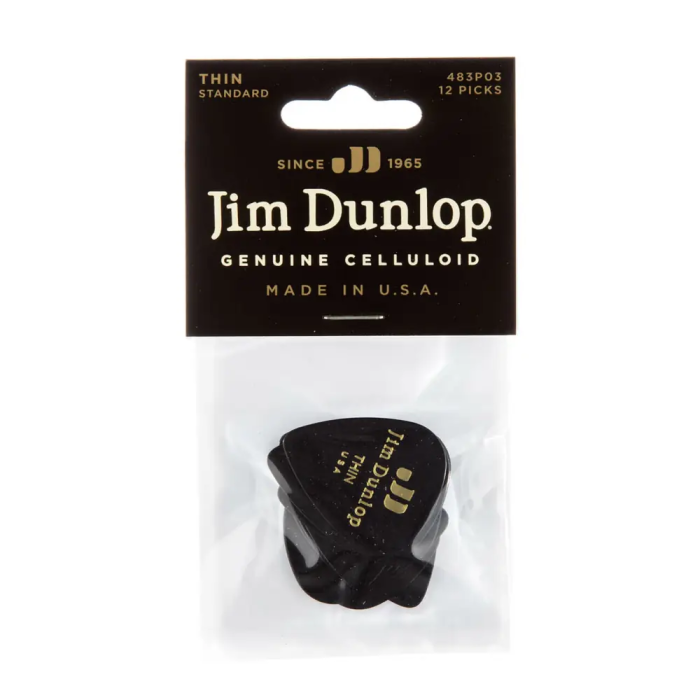 Dunlop Pack 72 Púas Genuine Celluloid Classic Negra - Thin 3