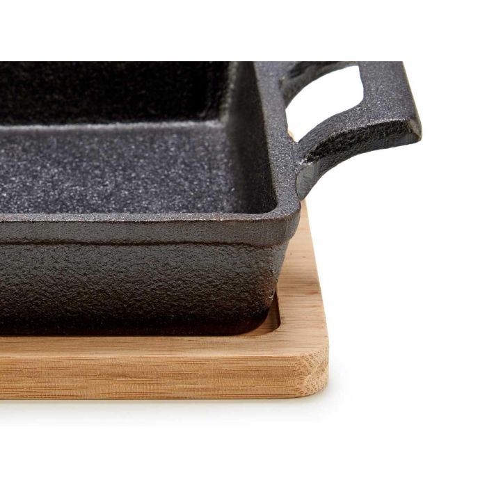 Bandeja cuadrada hierro y bambú Kinvara 19x14x5 cm, negro y madera (12 Unidades) 3 Bandeja cuadrada hierro y bambú Kinvara 19x14x5 cm, negro y madera (12 Unidades) 3