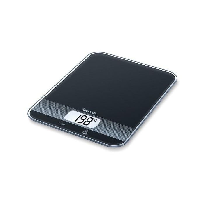 Beurer KS-19 Balanza de Cocina Negra, Vidrio Ultra Plano, Pantalla LCD, 5 kg, Función Tara Beurer KS-19 Balanza de Cocina Negra, Vidrio Ultra Plano, Pantalla LCD, 5 kg, Función Tara