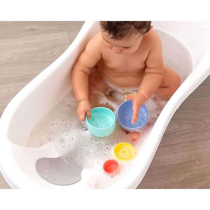 KioKids Set de 7 Cubos Apilables de Silicona para Baño de Bebé +5 Meses Juguete Sensorial Multicolor 1