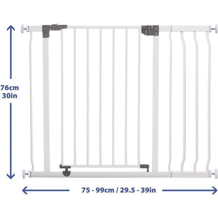 Barrera de seguridad y extensión 18 cm - DREAMBABY - LIBERTY - 1 barrera + 1 extensión - 93-99 cm - Blanco 1