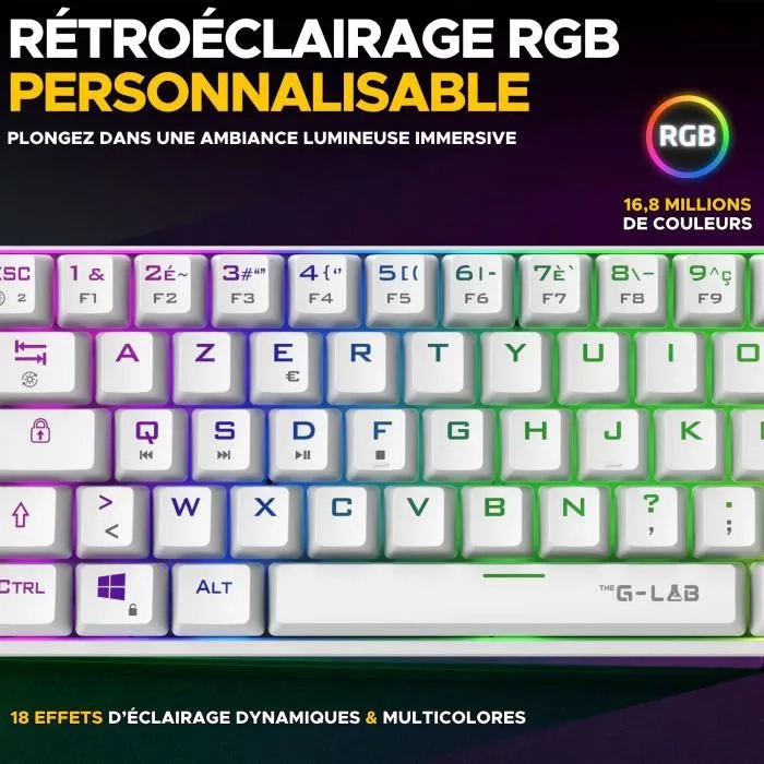 The G-Lab Teclado para Juegos KEYZ TITAN Mecánico (Interruptor Rojo) RGB Con Cable Blanco 4