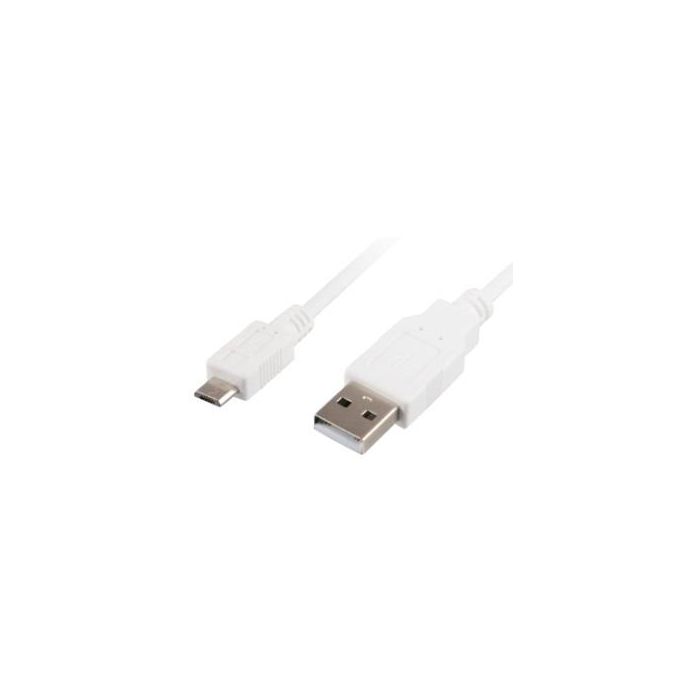 Sharkoon Cable USB 2.0 A a Micro-B, Macho/Macho, 1.5m, 480 Mbit/s, Blindaje Mylar, Blanco
