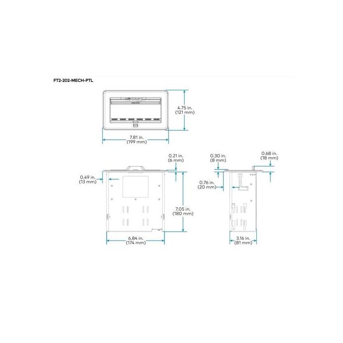 Crestron Fliptop Ft2 Series Cable Management System, 202 Size, Mechanical, Pass-Through Lid, Black (Ft2-202-Mech-Ptl-B) 6511668