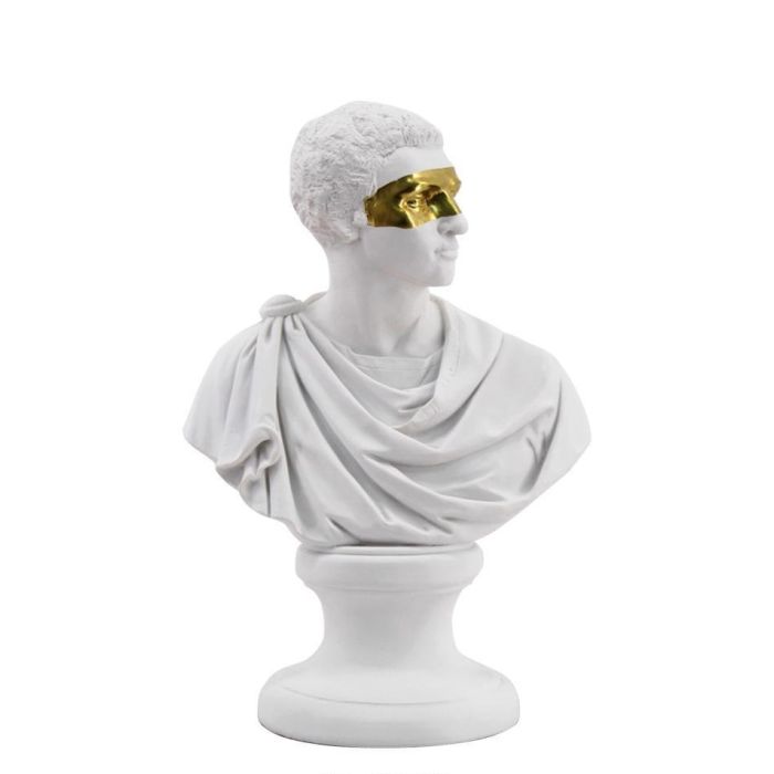DKD Home Decor Figura Busto Moderna Resina Blanco y Dorado, Altura 33 cm, Colección de 4 Unidades para Decoración del Hogar
