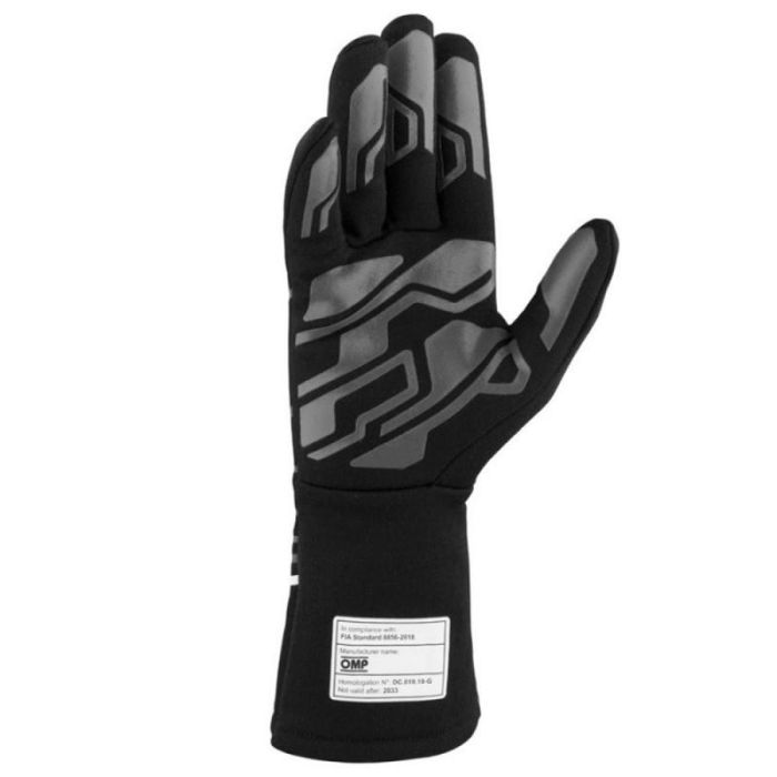Omp IB0-0777-B01-076-L Guantes Deportivos Ignífugos My2025 FIA 8856-2018 Negro/Blanco Talla L