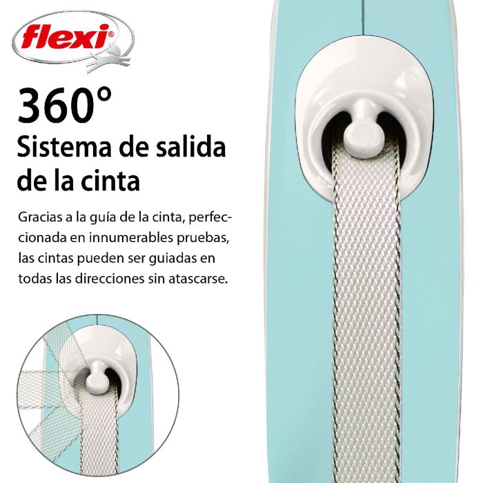 Flexi Correa New Comfort M Cinta 5m Azul Claro con Freno Mejorado 1