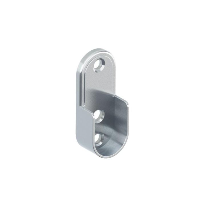 HERRAJES ALK Megan Soporte Tubo Ovalado 15mm Acabado Gris