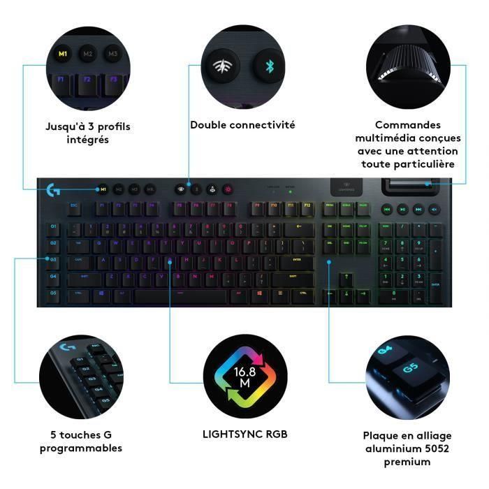 Teclado mecánico para juegos - LOGITECH G - G915 LIGHTSPEED - GL TACTILE SWITCH 5