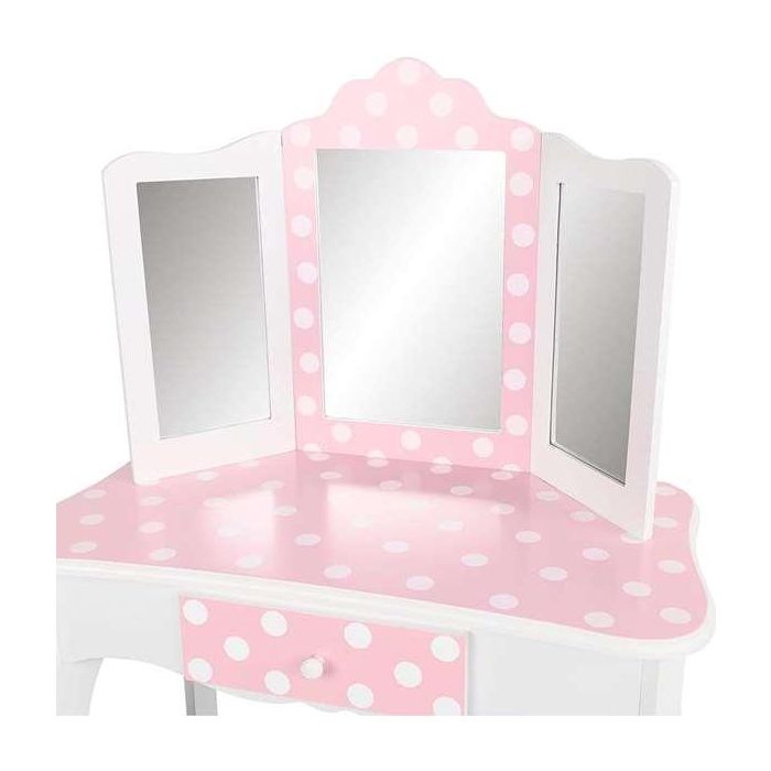 Tocador Con Banqueta Teamson Rosa Blanco Lunares 63 x 100 x 29 cm 2