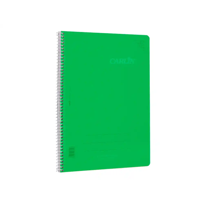 Carlin Cuaderno Espiral A4 Tapa Plástico 80 Hojas 90gr Cuadro 4mm Con Margen Verde 3