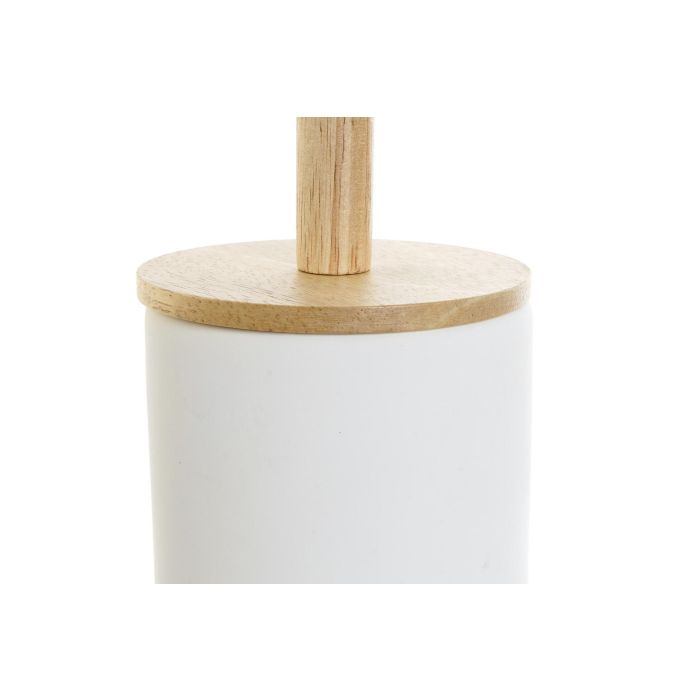 DKD Home Decor Escobillero Scandi Blanco Natural para Baño con Diseño Nórdico | Gres y Bambú 10x10x38 cm 1