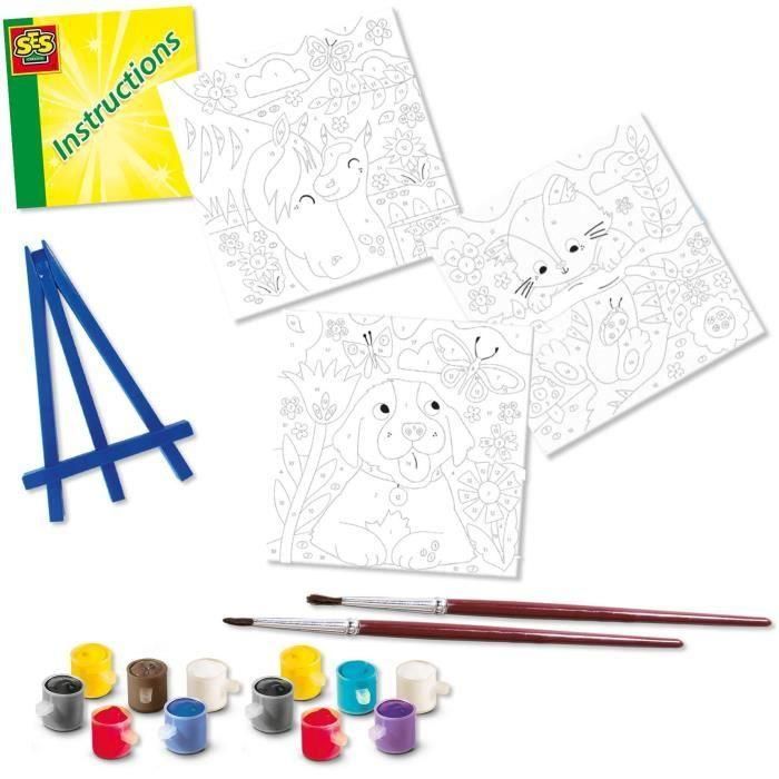 Ses Creative SES8710341147877 - Pintura por números sobre lienzo - 3 mascotas 3