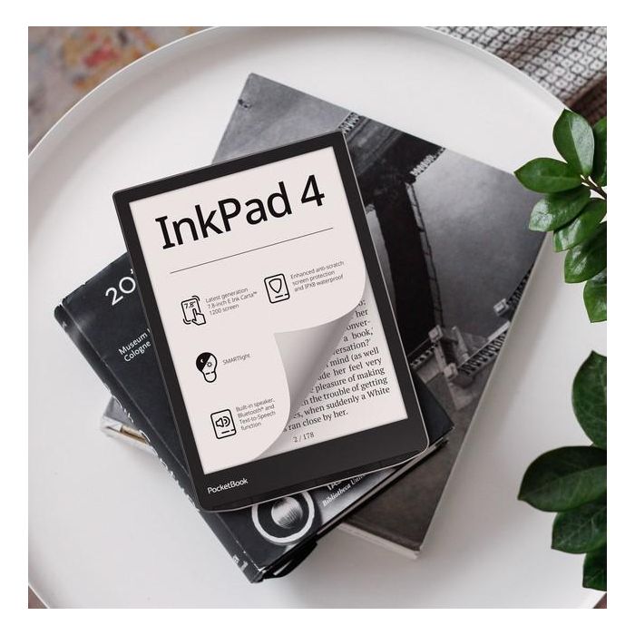 Pocketbook readers InkPad 4 - Ebook 7.8 Pulgadas, Pantalla E Ink Carta 1200, 32GB, Resistente al Agua IPX8, SMARTlight 4