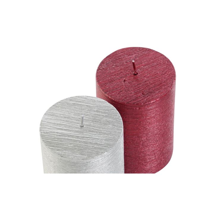 DKD Home Decor Vela de Navidad Tradicional Roja y Plateada, de Cera, 50h de Duración, 7x7x9.5 cm, Pack de 12 Unidades 2 DKD Home Decor Vela de Navidad Tradicional Roja y Plateada, de Cera, 50h de Duración, 7x7x9.5 cm, Pack de 12 Unidades 2