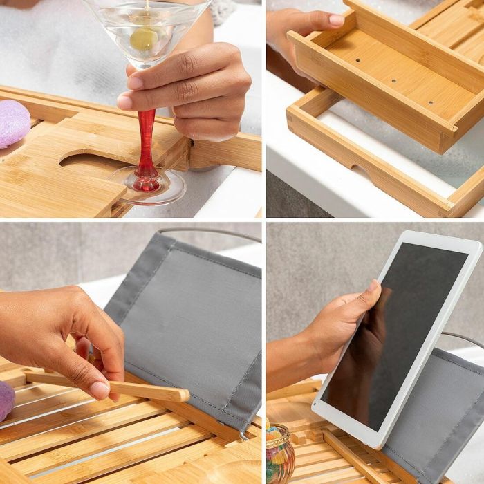Bandeja para Bañera de Bambú Extensible Trayth InnovaGoods 7 Bandeja para Bañera de Bambú Extensible Trayth InnovaGoods 7