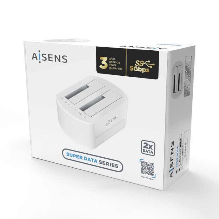 AISENS - ESTACION DE DOCKING DE DOBLE BAHIA ASDS-D02W SATA 2.5/3.5 A USB 3.0/3.1 GEN1, CLONE, BLANCA 4