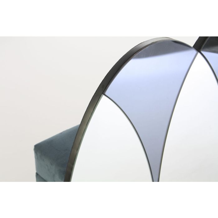DKD Home Decor Espejo Moderno Negro de Cristal y Madera, 120 cm Ancho x 80 cm Alto, con Diseño de Círculos 1