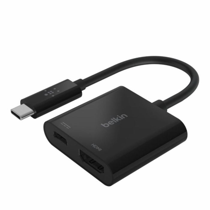 Belkin Adaptador USB-C a HDMI + Carga 60W Negro para Video 4K, Carga y Video por un Solo Puerto