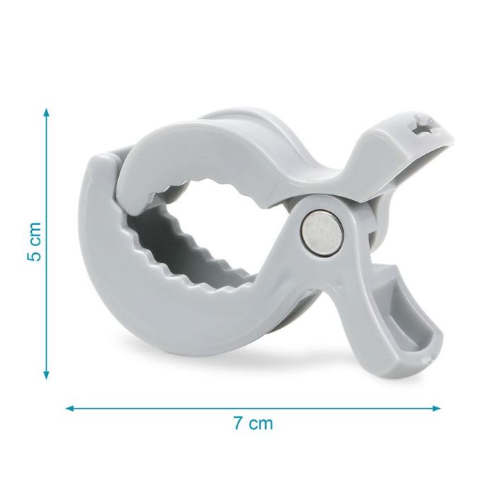 KioKids Pinzas de Sujeción Segura para Muselinas de Bebé - Pack 4 Unidades Color Gris, Diseño de Pez para Carrito, Cuna y Silla de Paseo 3