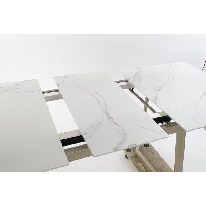 DKD Home Decor Mesa Comedor Extensible Glam de Cristal y Metal Dorado Blanco 140 x 80 x 76 cm 3 DKD Home Decor Mesa Comedor Extensible Glam de Cristal y Metal Dorado Blanco 140 x 80 x 76 cm 3