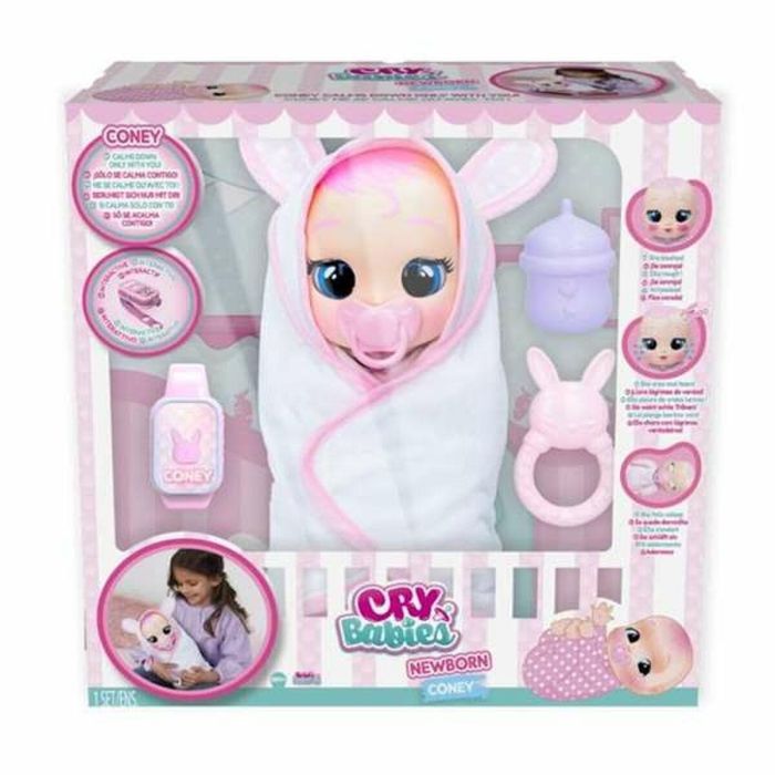 Muñeco bebe lloron recien nacido coney con sonidos y llora lagrimas de verdad si le quitas el chupete incluye accesorios.30cm 11x32x27cm Muñeco bebe lloron recien nacido coney con sonidos y llora lagrimas de verdad si le quitas el chupete incluye accesorios.30cm 11x32x27cm