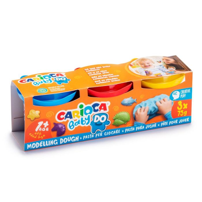 Pasta De Modelar Carioca Baby Dough Bote 75 gr Set De 3 Colores Surtidos 1