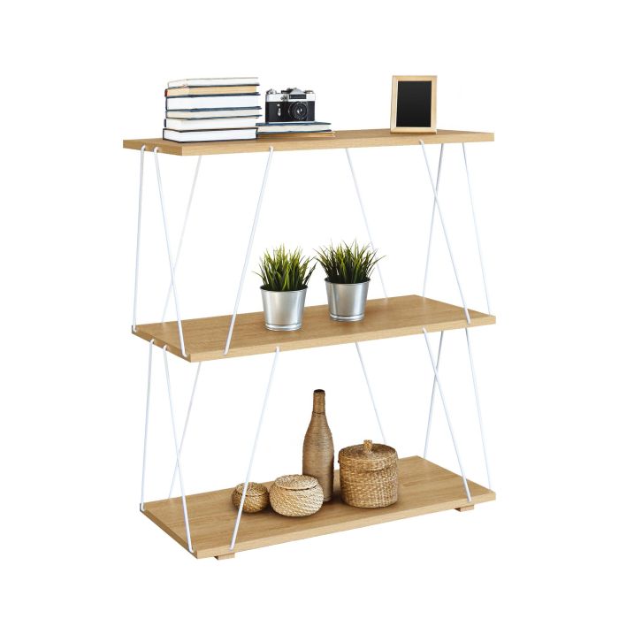 Inde Estanteria 3 Niveles Metal-Madera White 60x30x71.2 cm 2 Inde Estanteria 3 Niveles Metal-Madera White 60x30x71.2 cm 2