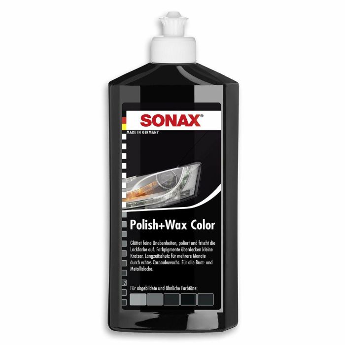 Sonax SX02961000 Abrillantador + Cera Negra 500 mL para Pintura Negra, limpia, restaura brillo intenso y camufla arañazos. 3 Sonax SX02961000 Abrillantador + Cera Negra 500 mL para Pintura Negra, limpia, restaura brillo intenso y camufla arañazos. 3