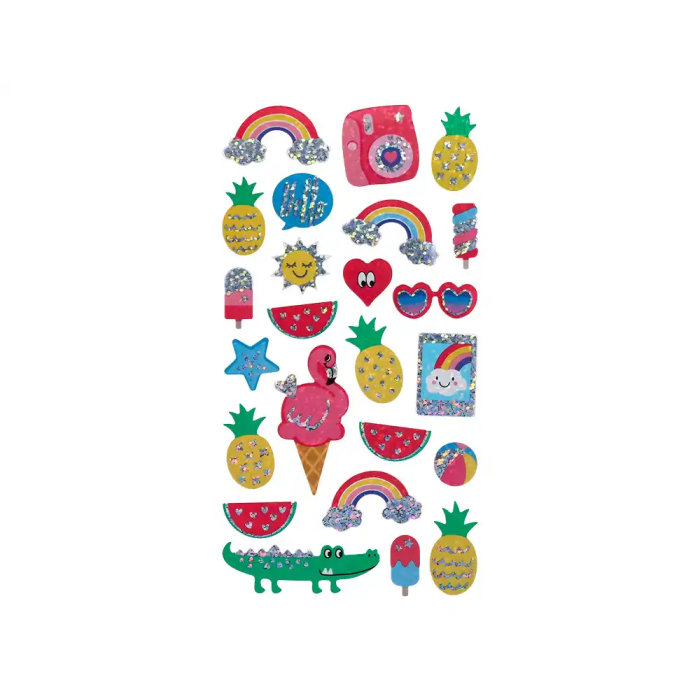 Imaginovo Pegatinas Diseños Surtidos Verano con Brillo y Relieve, PVC, 214x100 mm en Blister 3