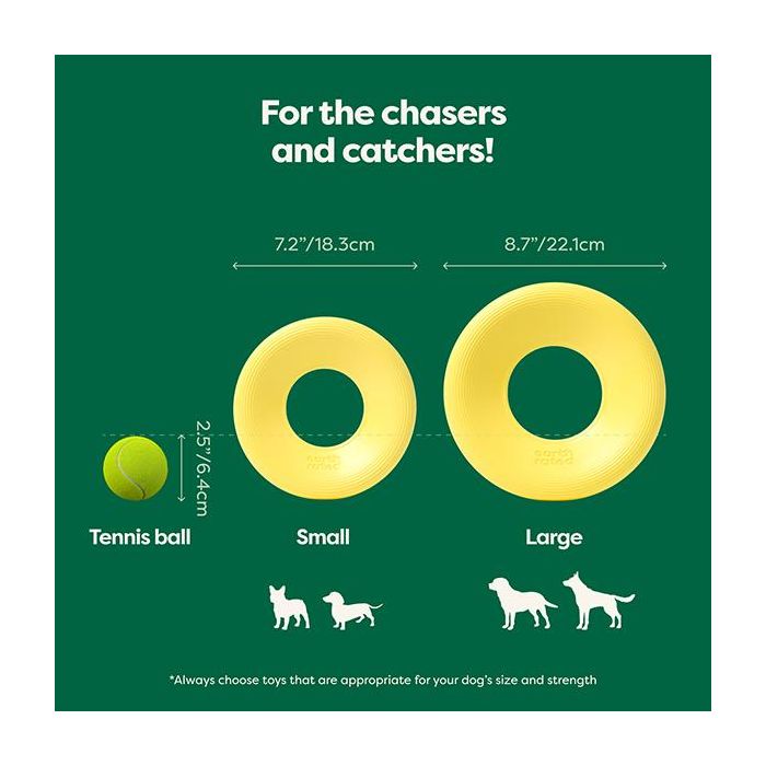 Earth Rated Fly Toy L Juguete Volador Disco Flotante para Perros - Material Suave y Duradero, Agarre Cómodo, Ideal para Agua y Tierra - Amarillo 1