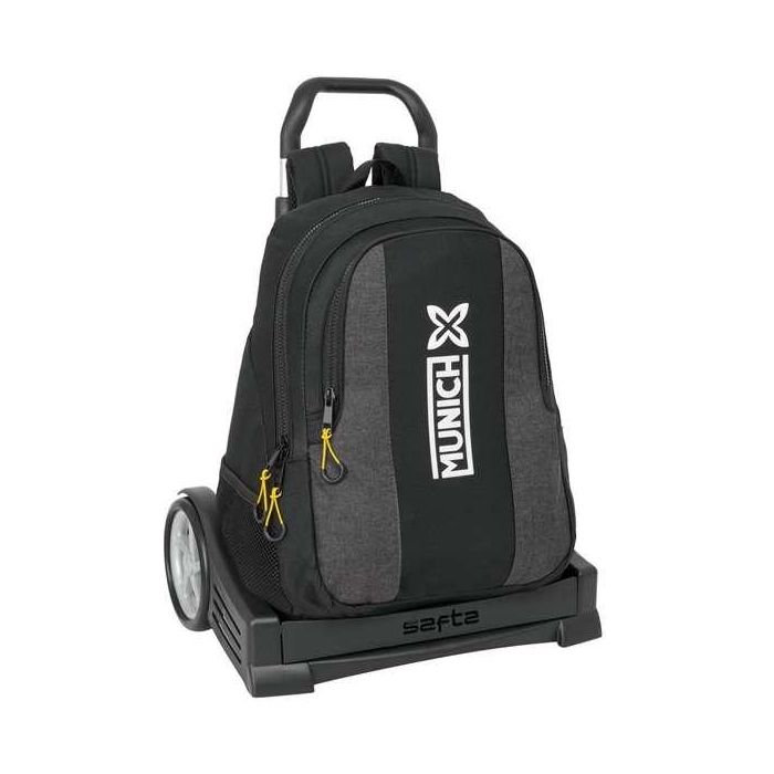 Mochila Escolar con Ruedas Munich Topo Negro 32 x 44 x 16 cm