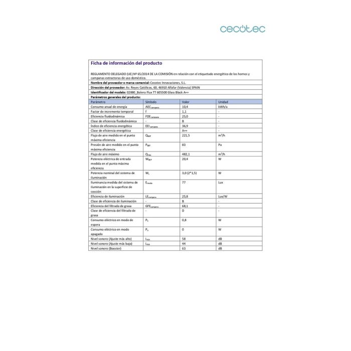 Cecotec Campana Convencional 60 cm Bolero Flux TT 605500 Glass negra A++ cristal 10 Cecotec Campana Convencional 60 cm Bolero Flux TT 605500 Glass negra A++ cristal 10