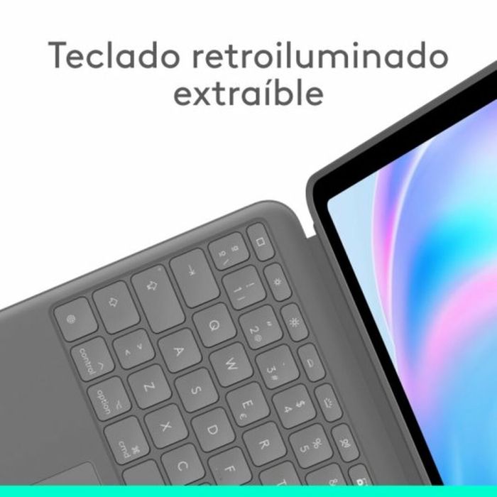 Funda para Tablet Logitech iPad Air 2024 Gris Qwerty Español QWERTY 7