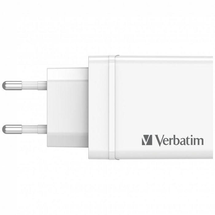 Verbatim Cargador de Pared Gan 30W con 1x USB-C PD y 3x USB-A QC 3.0/10W 10