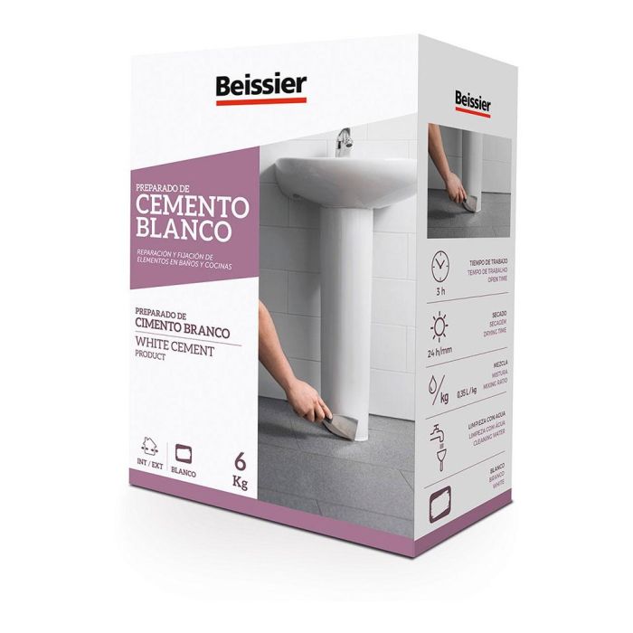 Beissier Cemento Blanco 6 kg para Reparaciones en Baños y Cocinas, Fijación de Azulejos y Albañilería