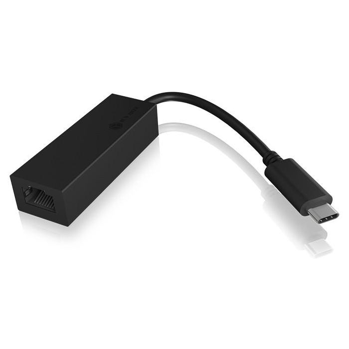 ICY BOX IB-LAN100-C3 Adaptador USB-C a Gigabit Ethernet LAN, Negro