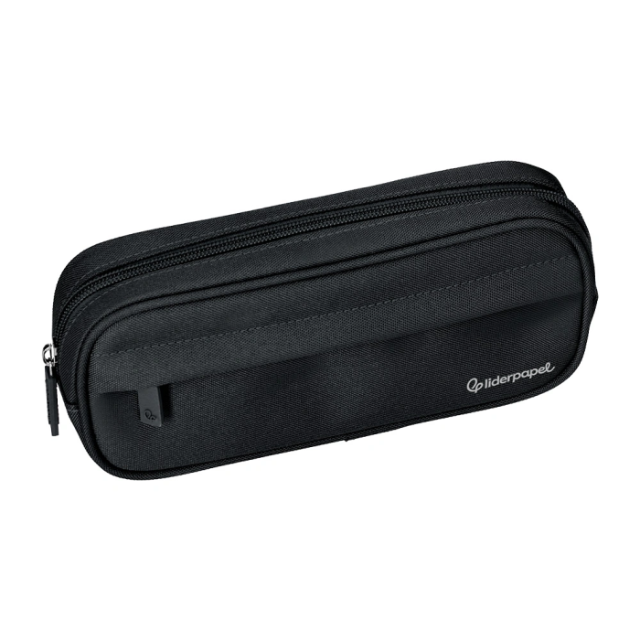 Liderpapel Estuche Portatodo Classic Ovalado Negro, 2 Cremalleras con Bolsillo Delantero, 210x90mm 4