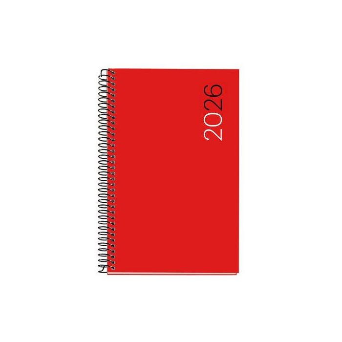 Agenda Anual (2026) Miquelrius Basic City Espiral Tapa Pp Activa 117X182 D/P Rojo