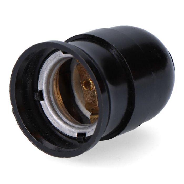 Portalámparas baquelita interior cerámico e27, 4 a 230 v, negro, ø43 x 65 mm (retractilado) Portalámparas baquelita interior cerámico e27, 4 a 230 v, negro, ø43 x 65 mm (retractilado)