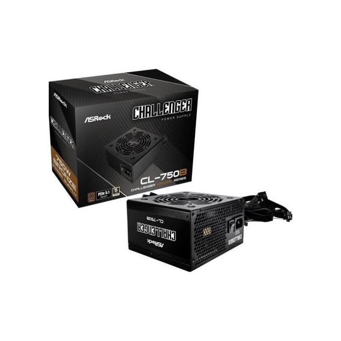 FUENTE ALIMENTACION ASROCK CL-750B,PSU,750W,80 PLUS BRONZE,120MM,ACTIVE PFC,PCI-E 5.1 (12+4pin)x1,PCI-E (6+2 pin)x4,SATA (5 pin)x4 3 FUENTE ALIMENTACION ASROCK CL-750B,PSU,750W,80 PLUS BRONZE,120MM,ACTIVE PFC,PCI-E 5.1 (12+4pin)x1,PCI-E (6+2 pin)x4,SATA (5 pin)x4 3
