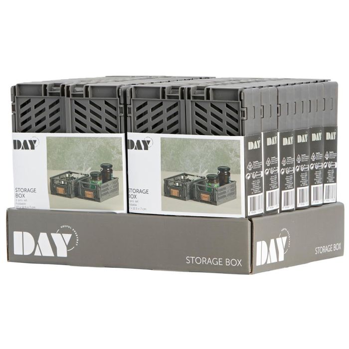 Day Dar Juego de 2 Cajas Plegables 17x12,5 cm de Almacenaje Apilables Gris Oscuro 1,2 L 3