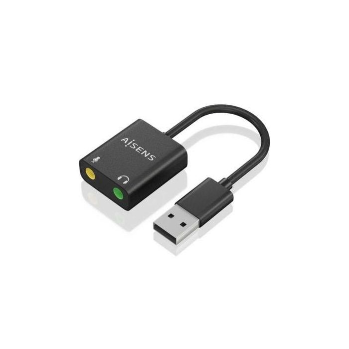 AISENS - CONVERSOR USB-A A AUDIO 48KHz, USB-A/M-2xJACK 3.5/H, NEGRO, 10CM AISENS - CONVERSOR USB-A A AUDIO 48KHz, USB-A/M-2xJACK 3.5/H, NEGRO, 10CM