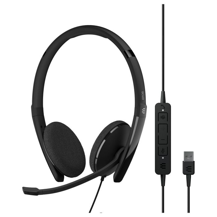 EPOS Auriculares Adapt 160T USB II para Oficina y Centro de Llamadas, Binaurales, Diadema, Conexión USB, Micrófono con Cancelación de Ruido, Color Negro