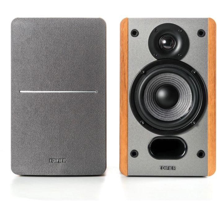 Edifier P12 Altavoces Pasivos de Estantería Alámbricos 20W MDF, Color Madera y Gris, Juego de 2 para Hogar
