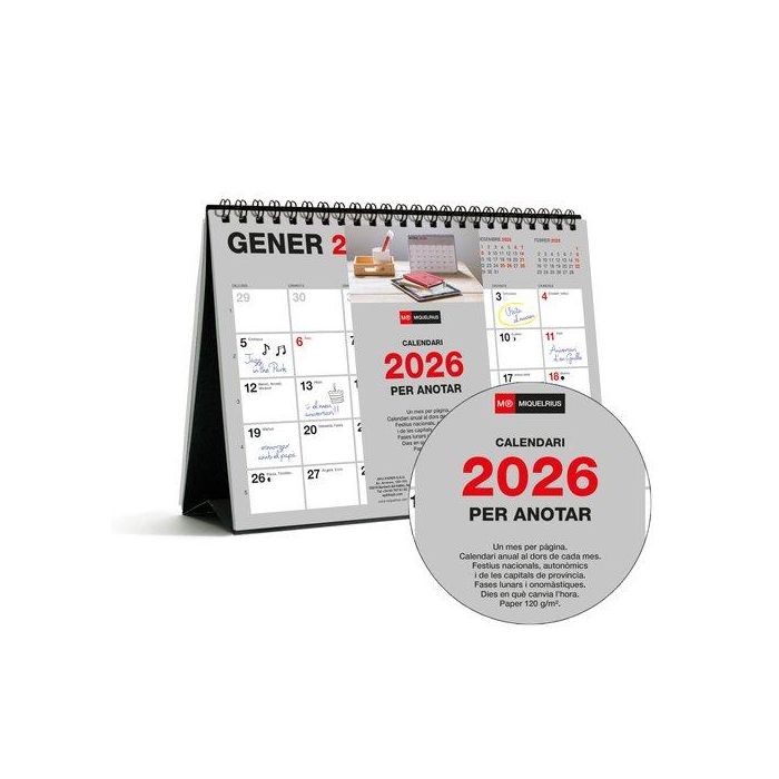 Calendario (2026) Catalan Miquelrius Sobretaula Basic Mensual Para Escribir A5 210X148,5