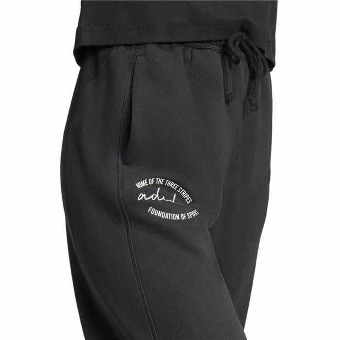 Pantalón Largo Deportivo Adidas Signature Graphic Print Fleece Loose Negro Mujer 1